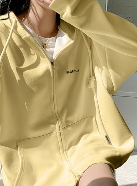 纯棉连帽卫衣外套女春秋季2026新款拉链宽松薄款加绒开衫帽衫秋冬