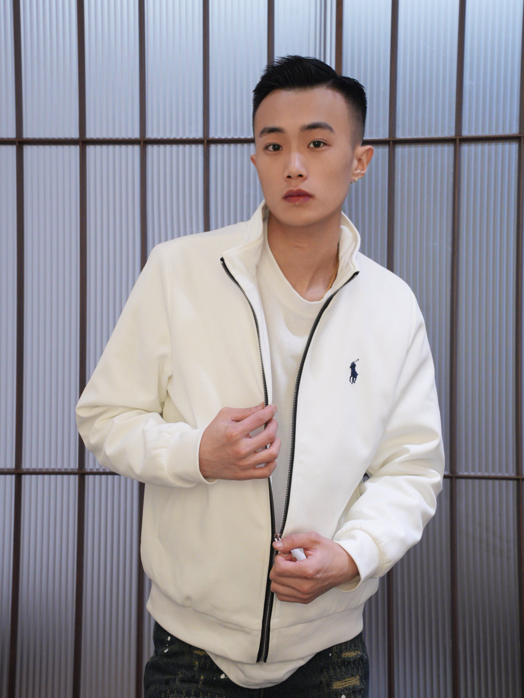 SaiTuiCL美式cleanfit立领夹棉冬季老钱风小马刺绣简约棉服男