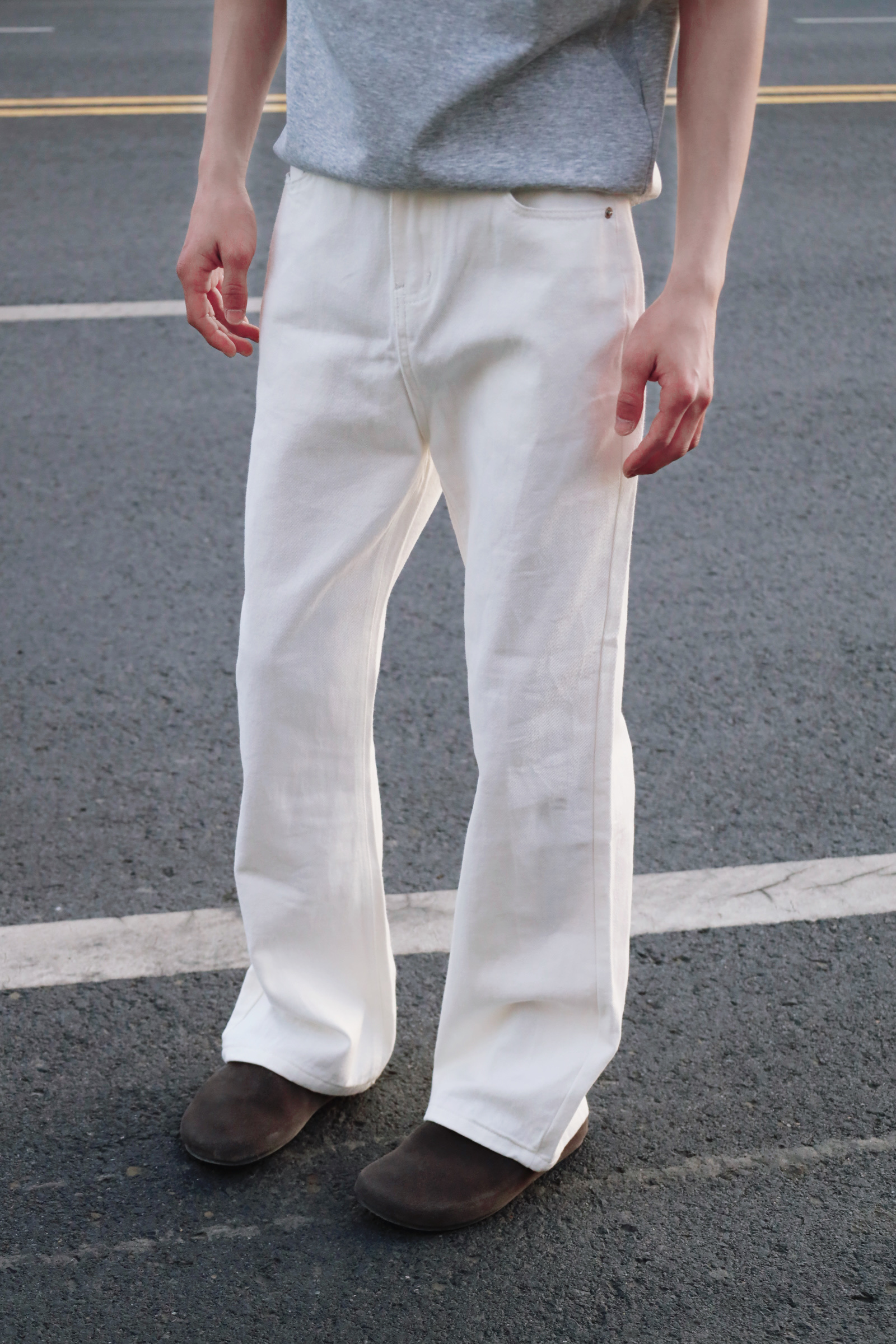 CL/517原样微喇黑白牛仔美式高街显瘦百搭修身男士牛仔裤