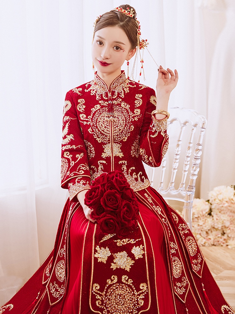 秀禾服新娘敬酒服2021新款婚纱礼服中式结婚嫁衣龙凤