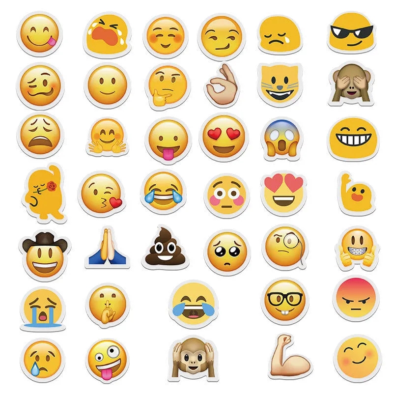 卡通流汗黄豆贴纸emoji表情包个性行李箱手账柜子贴纸ins风心情贴