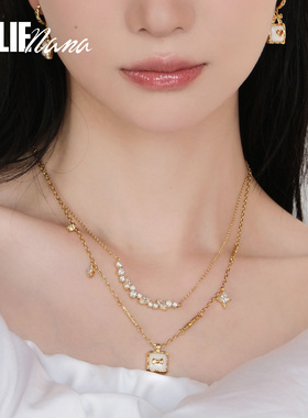 JOLIENANA/方糖系列项链/天然玉石方糖项链白金黄金蝴蝶结