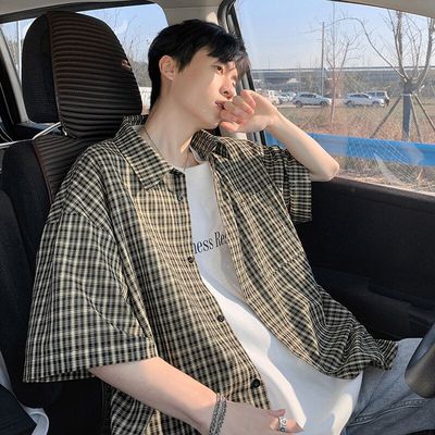 港风高级感短袖衬衫男款夏