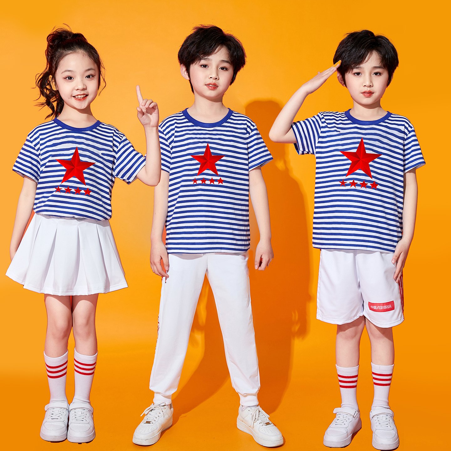 国庆节学生演出服儿童啦啦队比赛运动会开幕式十一少儿表演服装