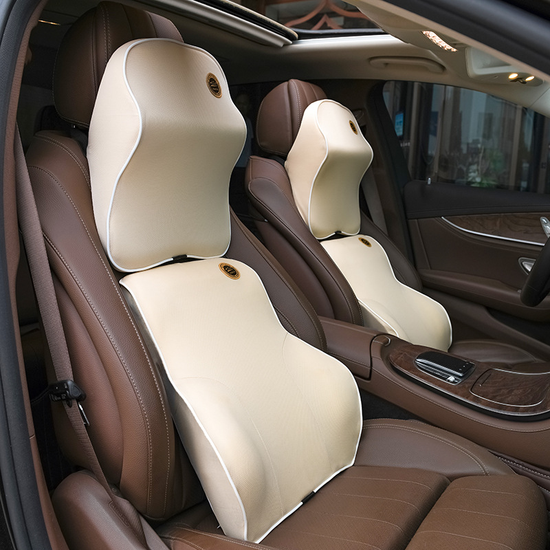 汽车头枕腰靠套装记忆棉腰靠颈枕靠垫办公椅四季护腰靠背护颈车用