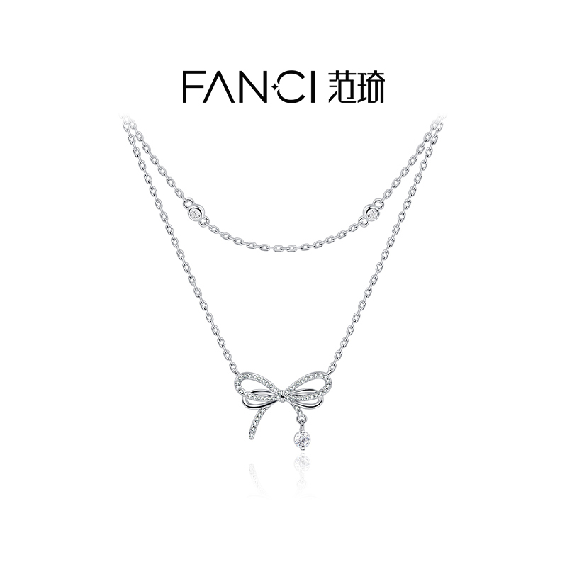 Fanci范琦【灵动结系列】蝶梦双层项链925银女梦幻锁骨链纪念礼物