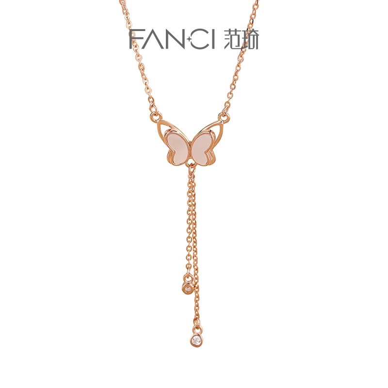 Fanci范琦925银女蝴蝶项链