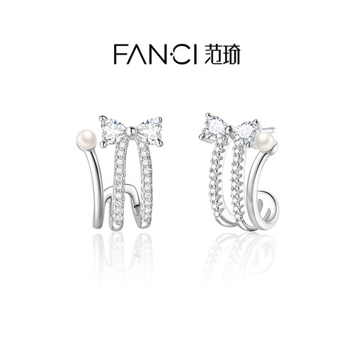 Fanci范琦精致珍珠耳钉蝴蝶结