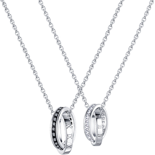 Fanci范琦银饰【时光恋人系列】日暮双环情侣项链时尚轻奢小众