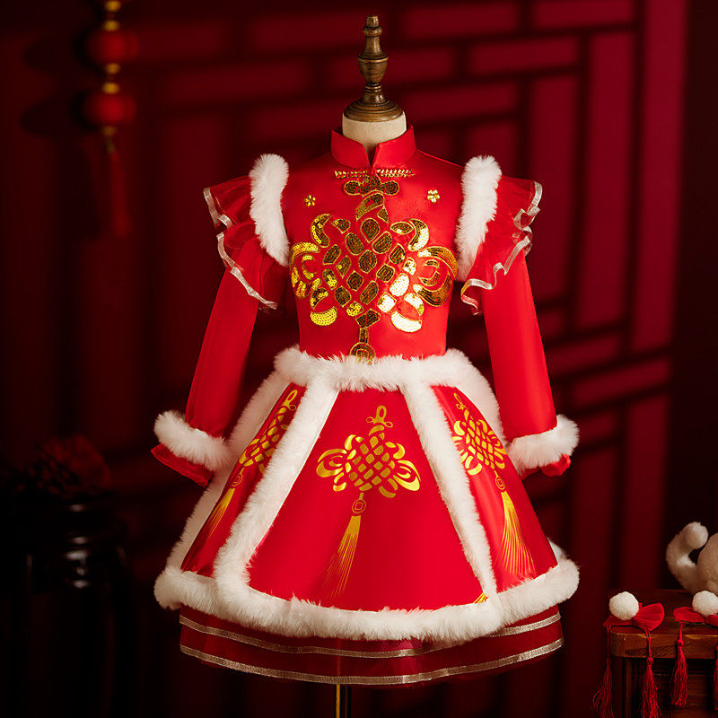 儿童喜庆打鼓表演服开门红女童