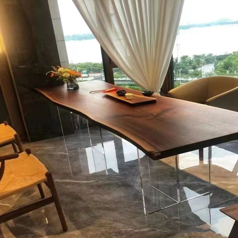 定制实木板长方形diy隔板松木榆木实木木板原木吧台办公桌餐桌面