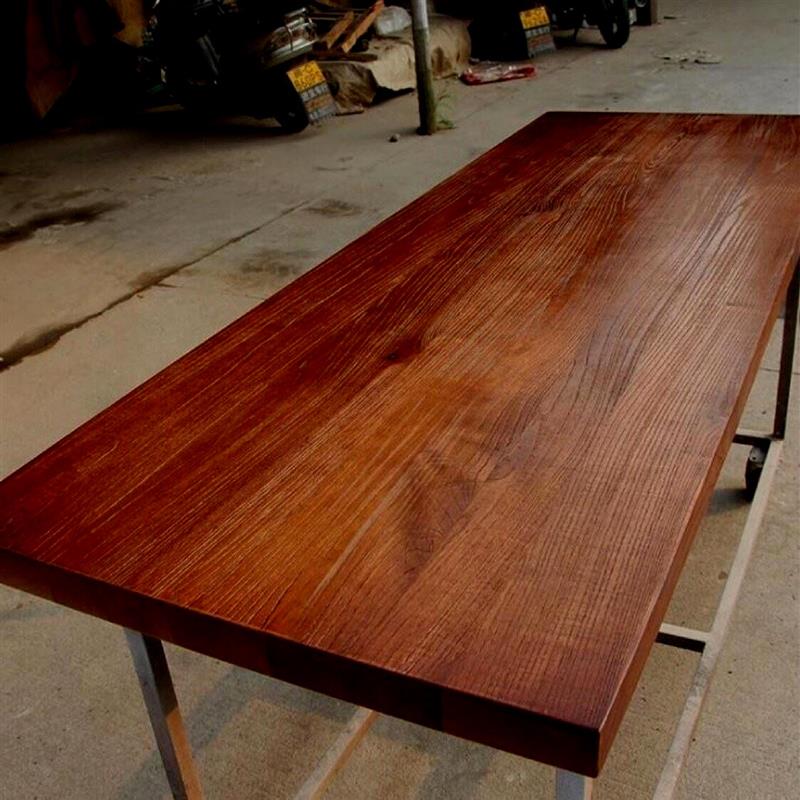 定制榆木板实木板整张长方形自然边松木板桌面板厚吧台板榆木大板