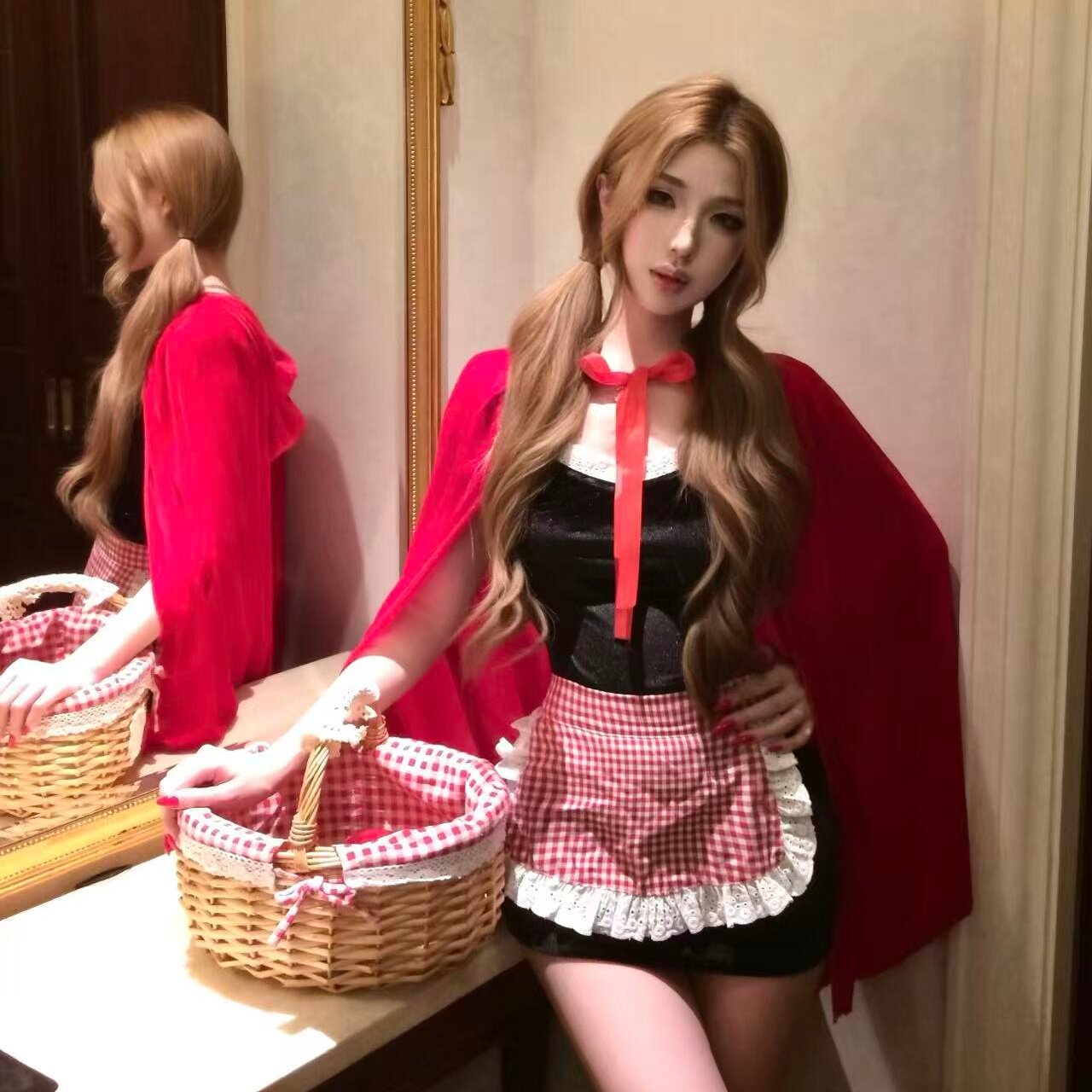 圣诞节服装cosplay小红帽纯欲风女佣制服套装性感小厨娘连衣裙