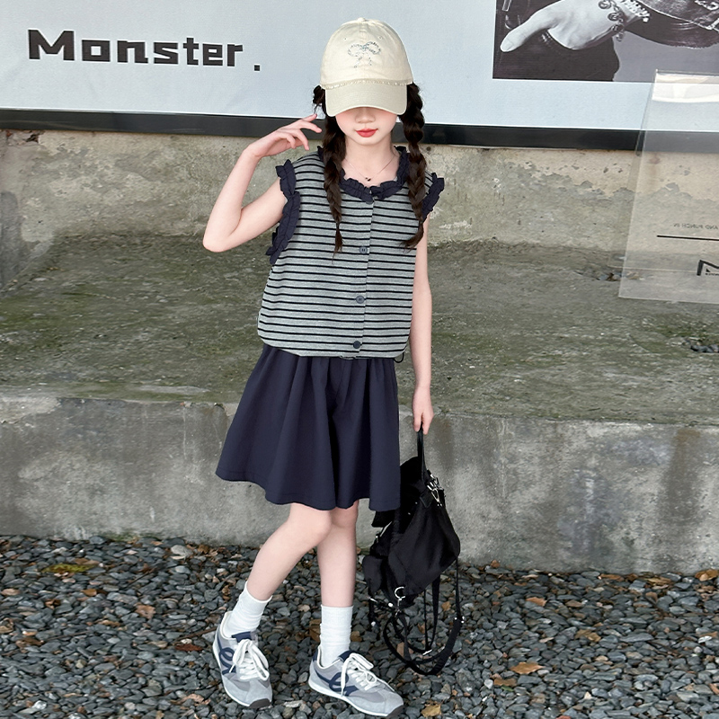 女童半身裙套装2025新款精致韩版森系潮款服饰甜美童装两件套小众
