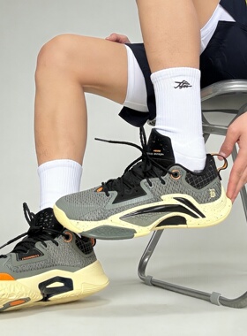 LiNing李宁 反伍追猎1POP 黑黄色 耐磨防滑 低帮篮球鞋 ABFV003-5