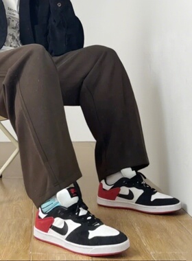 Nike SB Alleyoop 黑白红 鹿皮 防滑 复古休闲板鞋男款CJ0882-102