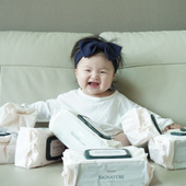 Bebesup韩国进口婴儿童宝宝湿巾加厚大珍珠纹棉柔 带盖家用大包装