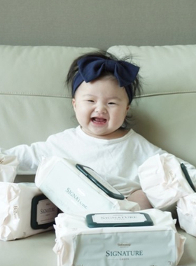 Bebesup韩国进口婴儿童宝宝湿巾加厚大珍珠纹棉柔 带盖家用大包装