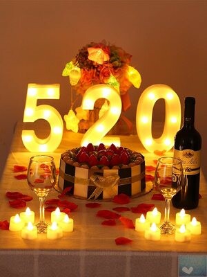 100天纪念日布置生日ins风装饰惊喜网红数字蜡烛烛光晚餐结婚浪.
