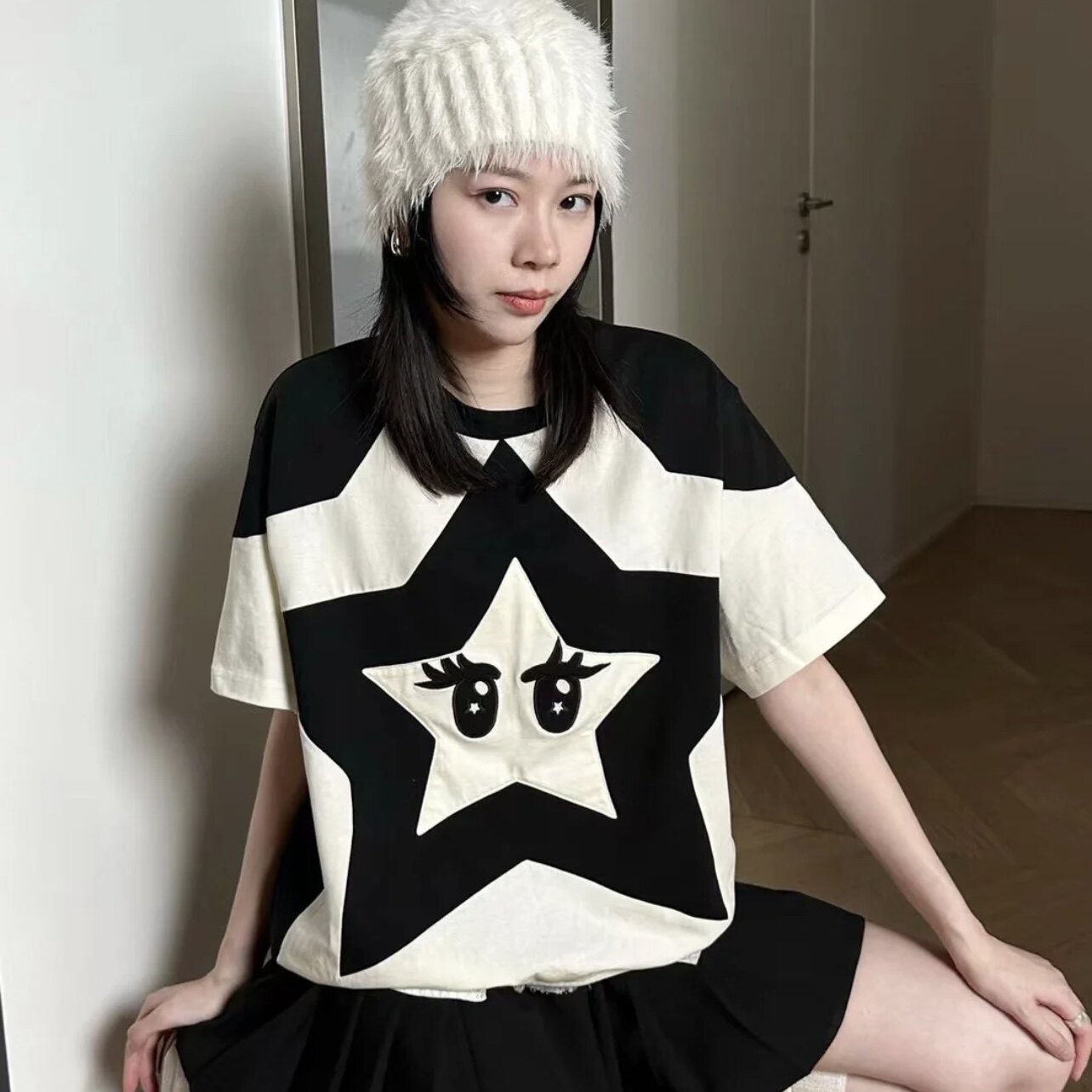 1005-2-T004-P35夏季港风卡通可爱短袖T恤上衣,女装T恤,星座1005-2