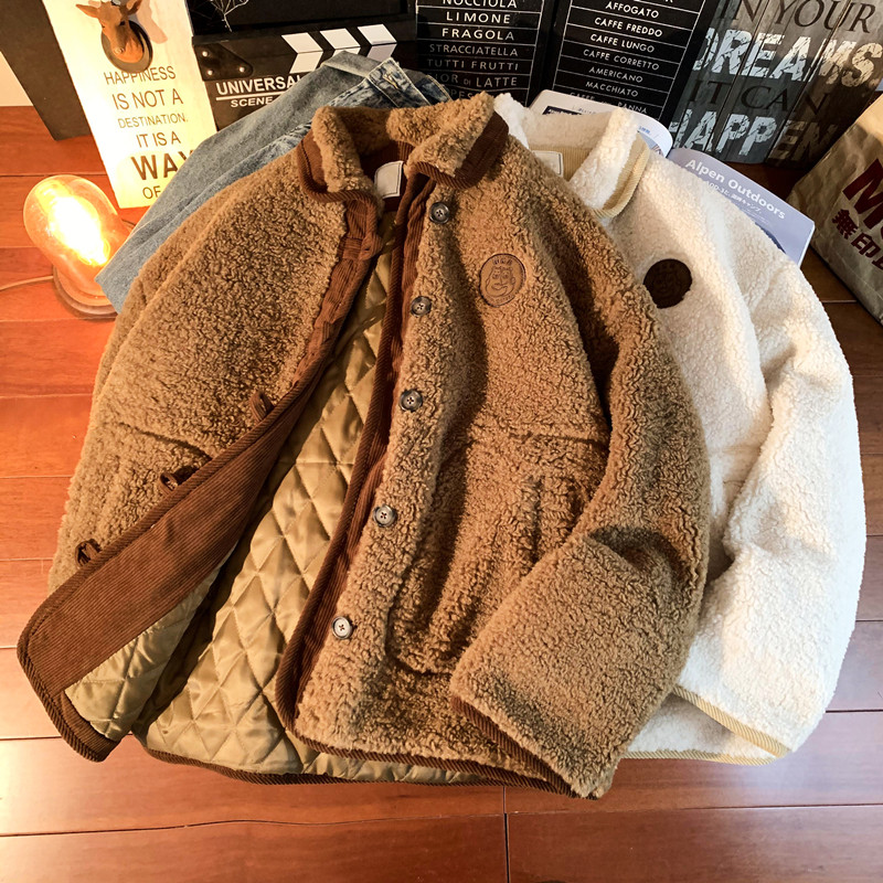 1005-2-LMF034-P135冬季羊羔毛棉服加厚宽松保暖洋气翻领棉衣,男装棉衣,星座1005-2