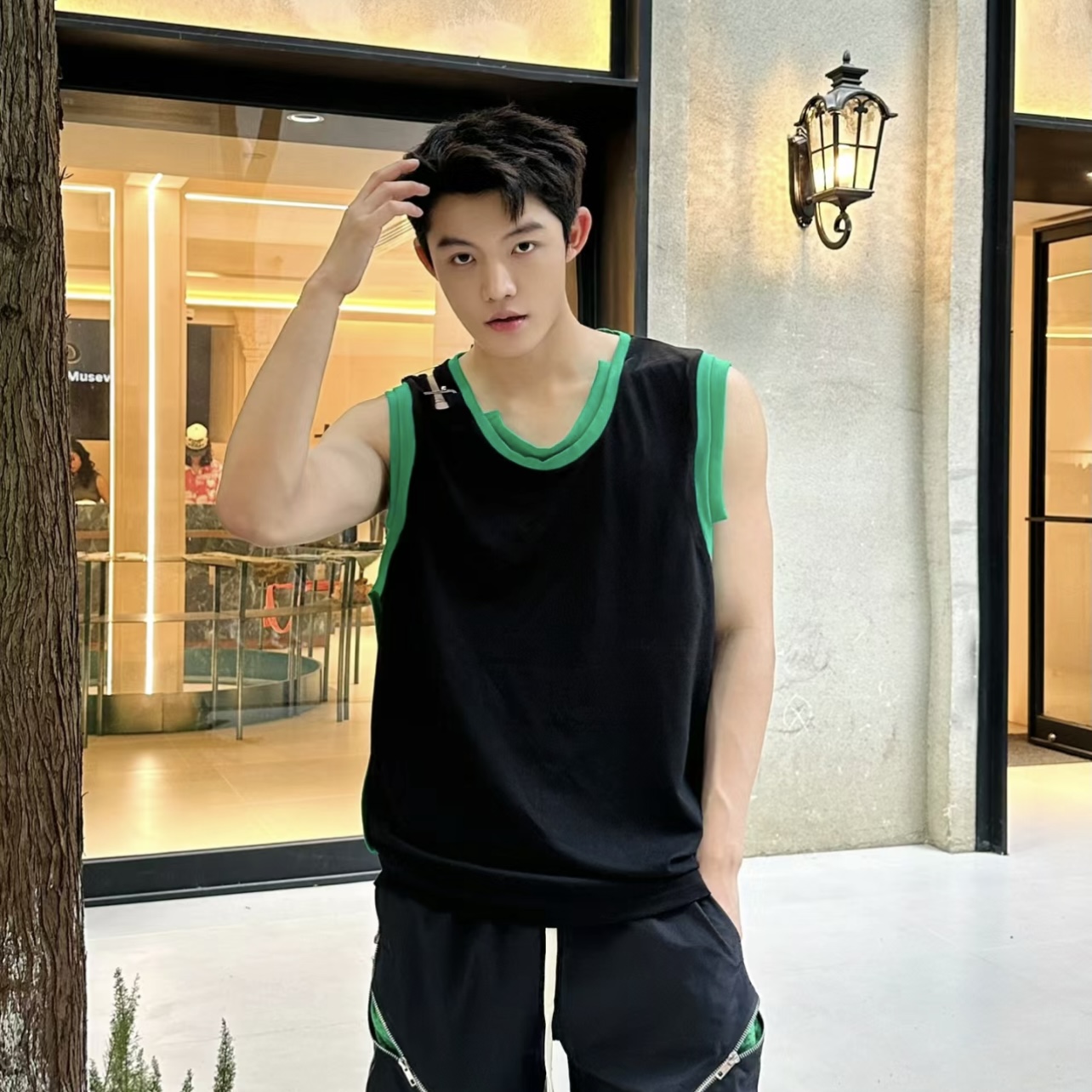 1005-2-TX6611-P35有图片版权夏季港风男士宽松休闲T恤背心上衣，男装背心/马甲，星座1005-2