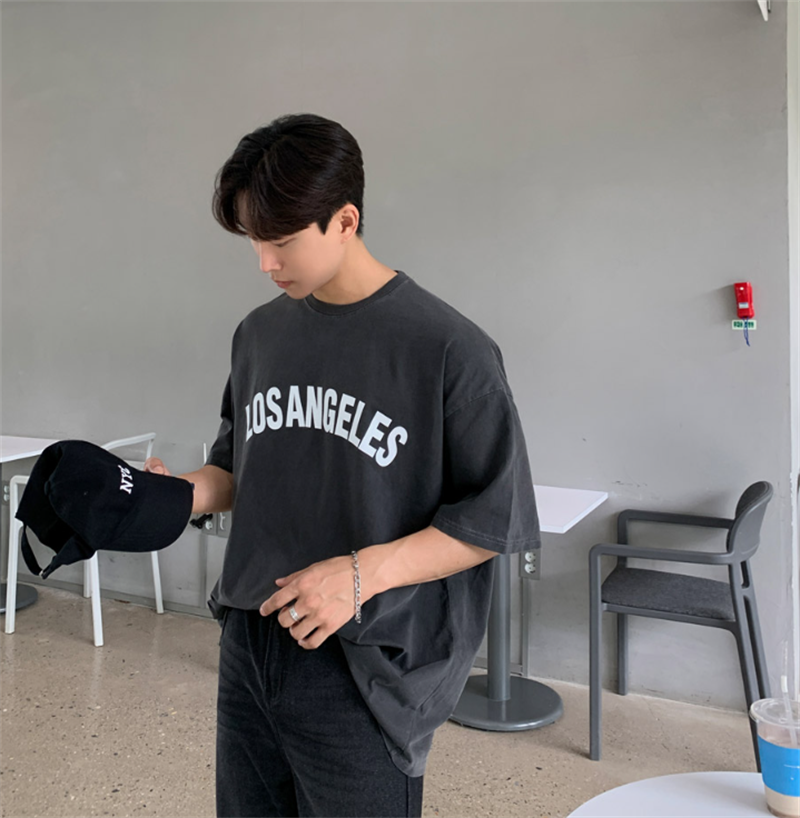 1005-2-T9112-P35夏季韩版港风男士宽松圆领休闲上衣短袖T恤,男装T恤,星座1005-2