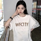 1005-2-T001-P28夏季宽松男女情侣简约休闲短袖T恤，女装T恤，星座1005-2