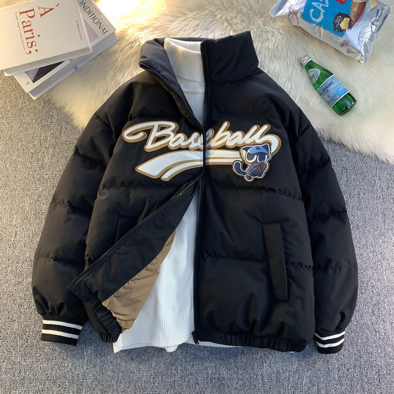 1005-2-LMF002-P125冬季港风男士加厚卡通字母立领情侣棉服棉衣,男装棉衣,星座1005-2
