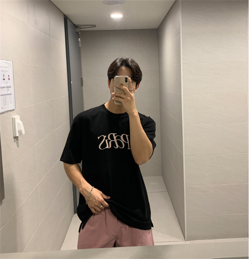 1005-2-T919-P35夏季港风男士韩版宽松圆领印花上衣短袖T恤,男装T恤,星座1005-2