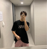 1005-2-T919-P35夏季港风男士韩版宽松圆领印花上衣短袖T恤，男装T恤，星座1005-2