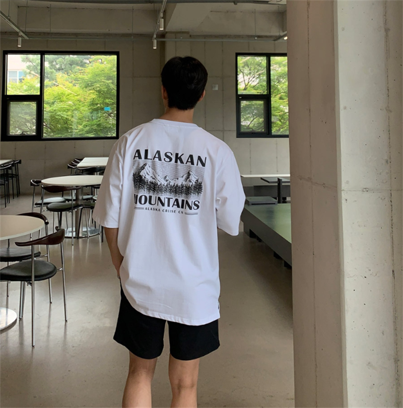 1005-2-T613-P35夏季港风男士印花圆领短袖T恤宽松打底衫潮流,男装T恤,星座1005-2