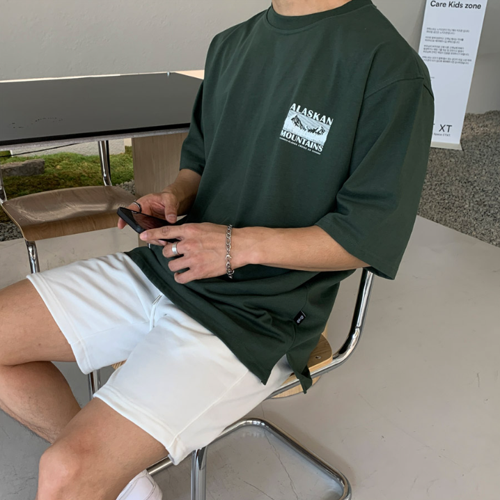 1005-2-T613-P35夏季港风男士印花圆领短袖T恤宽松打底衫潮流,男装T恤,星座1005-2