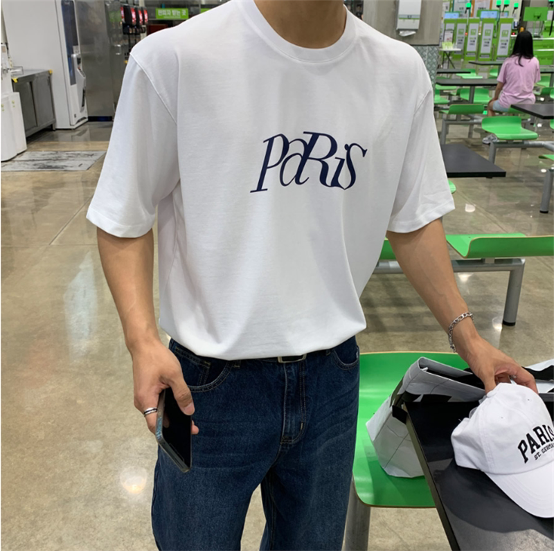 1005-2-T919-P35夏季港风男士韩版宽松圆领印花上衣短袖T恤,男装T恤,星座1005-2