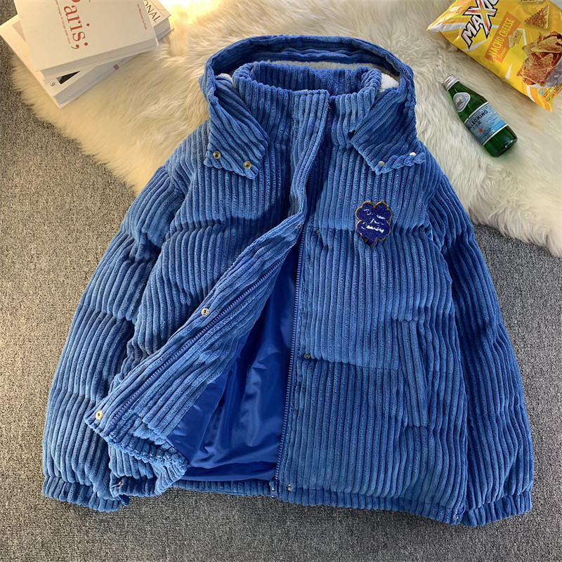 1005-2-LMF070-P128冬季港风男士加厚连帽灯芯绒棉服情侣上衣,男装棉衣,星座1005-2