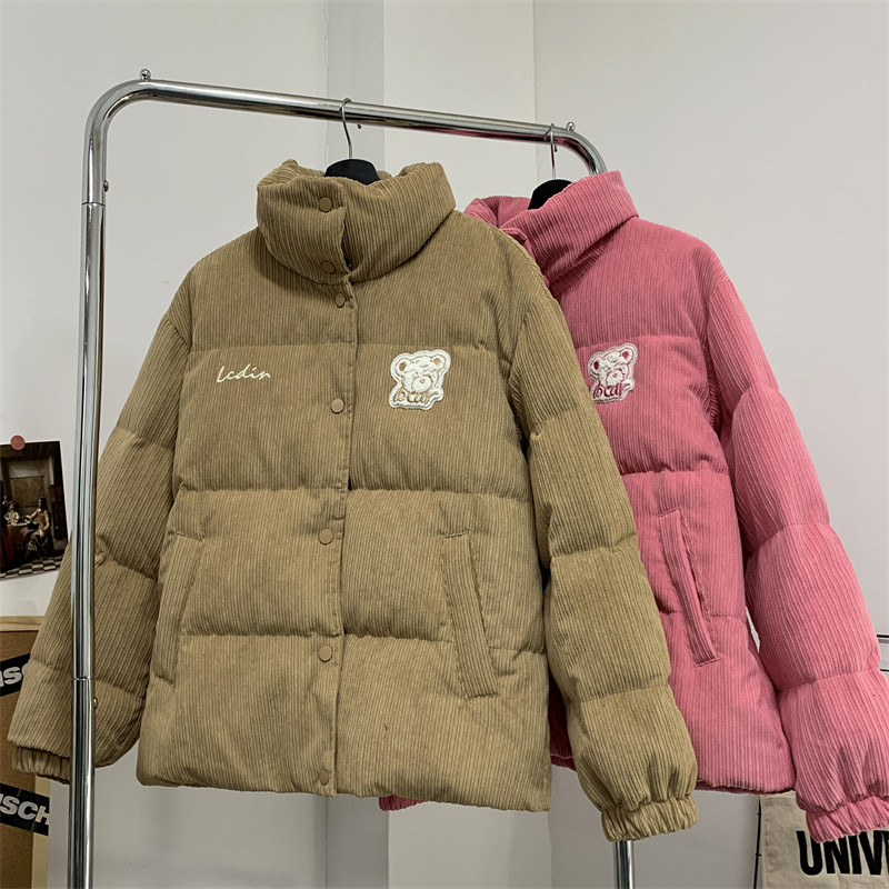 1005-2-LMF100-P128冬季港风男士加厚灯芯绒立领棉衣情侣棉服上衣,男装棉衣,星座1005-2