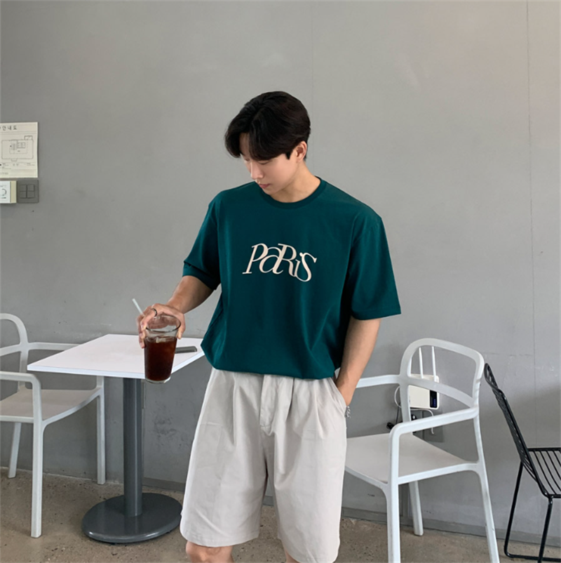 1005-2-T919-P35夏季港风男士韩版宽松圆领印花上衣短袖T恤,男装T恤,星座1005-2