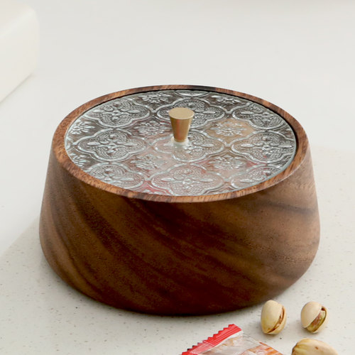 胡桃木果盘客厅茶几水果盘带盖零食收纳盒干果盒实木木质坚果盘