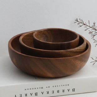 实木碗家用木质日式木碗木钵创意餐具水果沙拉碗整木零食收纳木盆