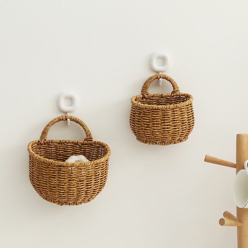 壁挂姜蒜挂篮藤编篮子