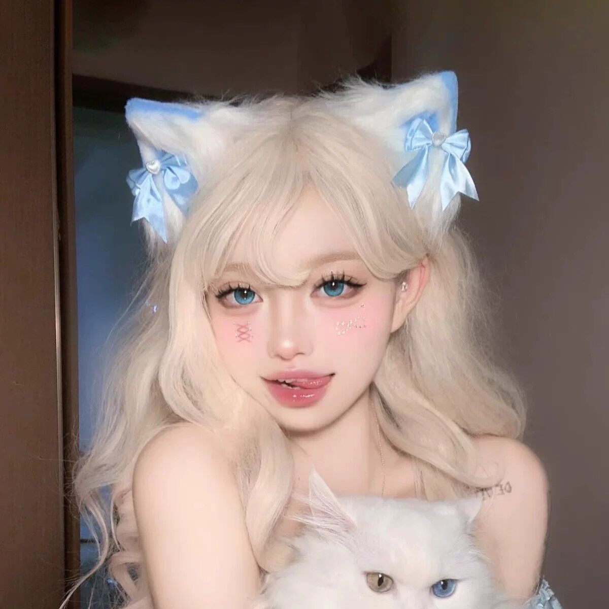 头饰发箍蓝色猫耳朵发夹甜美Lolita漫展女仆发夹cos猫娘兽耳发饰
