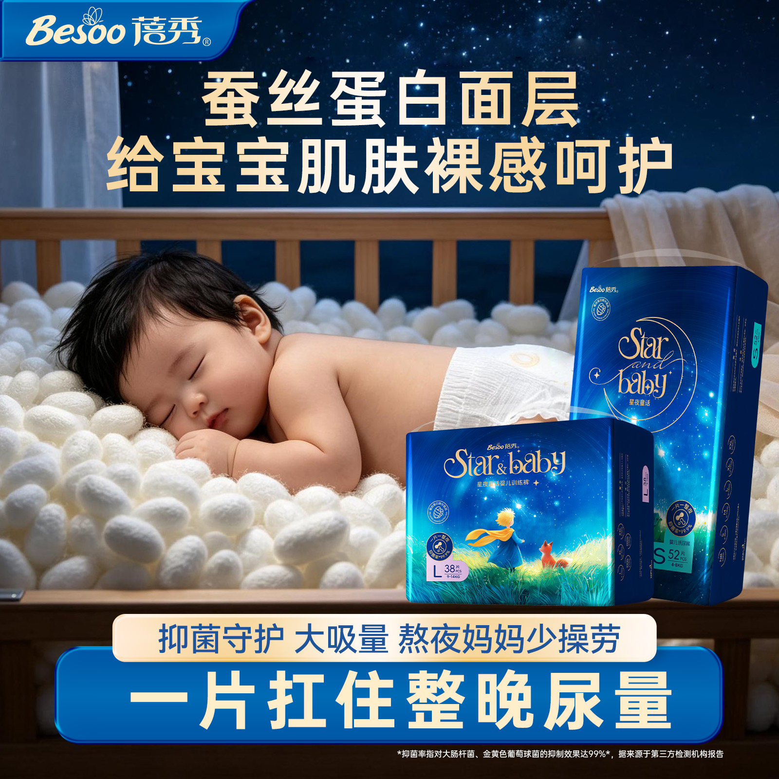 蓓秀星夜童话纸尿裤超薄(四包)图片