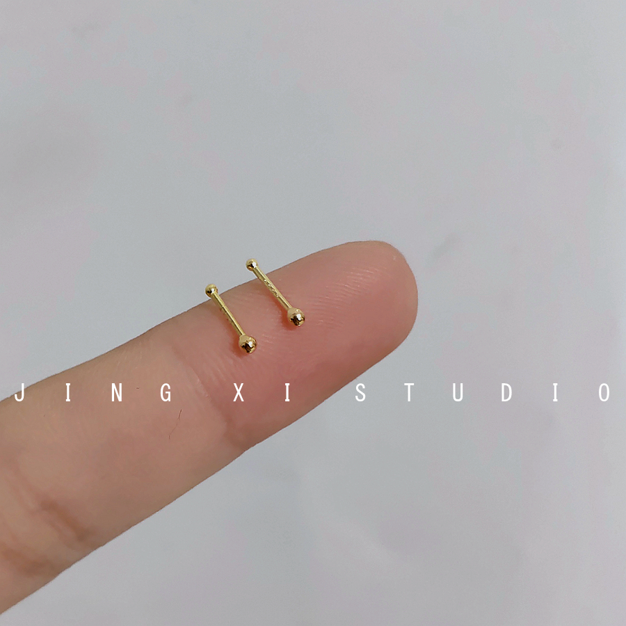 免耳塞养耳999银简约圆珠耳钉女