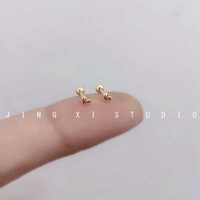上班佩戴纯银迷你爱心螺丝耳钉女