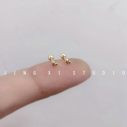 上班佩戴纯银迷你爱心螺丝耳钉女