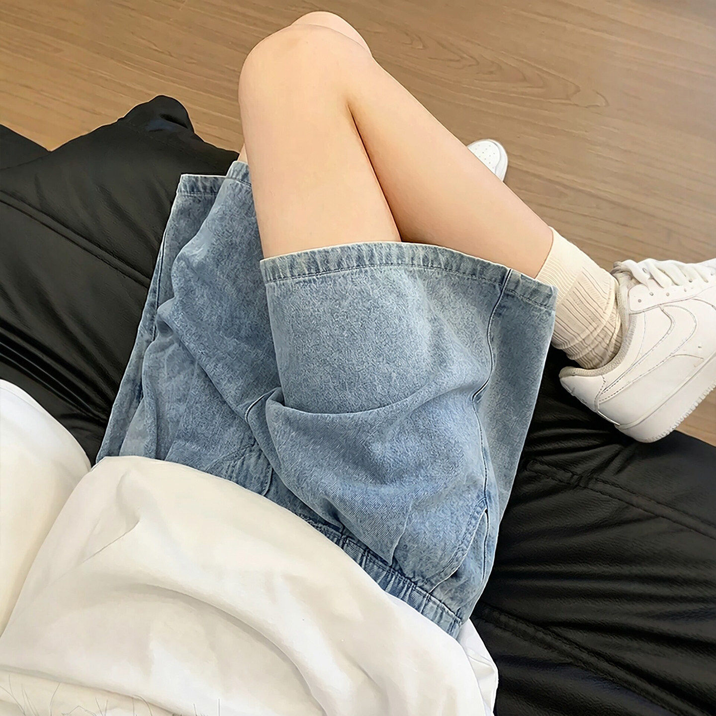 天丝牛仔短裤女夏季薄款高腰宽松直筒a字显瘦2026新款阔腿五分裤