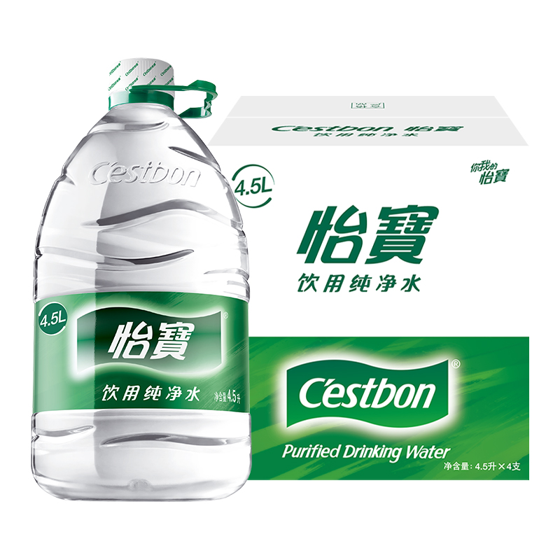 【直播严选】怡宝纯净水4.5L非矿泉水蜜水柠檬/青提350ml*12瓶