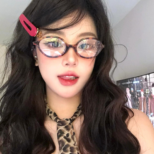 miu系玳瑁书呆子眼镜框女近视可配度数豹纹椭圆小框素颜超轻眼睛