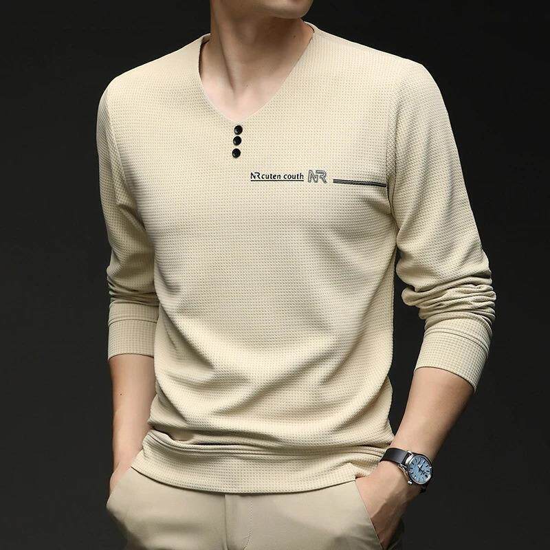 瑞腾时尚专卖2春季长袖休闲卫衣v领休闲T恤男士大码百搭薄款上衣