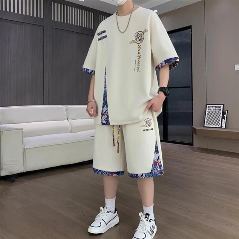简奢生活百货铺4新中式国潮大码男装t恤运动套装男宽松短袖短裤休